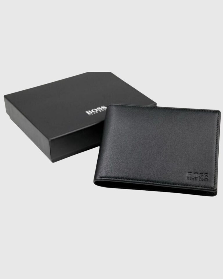 Hugo Boss Arezzo Men's Trifold Wallet Black With Credit Card Notes & Coin Pocket